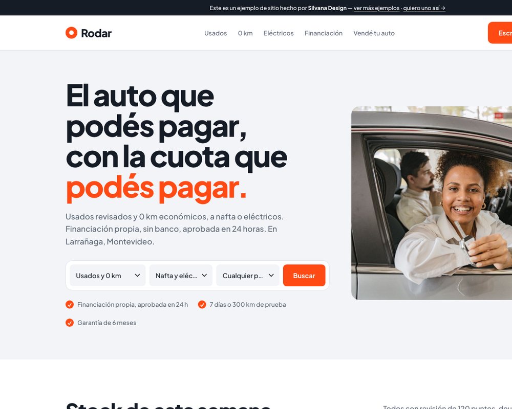 Rodar, ejemplo de web para una automotora de usados y 0 km