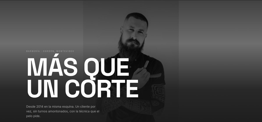 Filo — ejemplo de web para barbería, versión monocromática