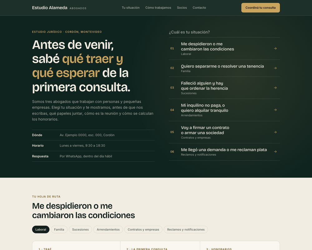 Estudio Alameda, ejemplo de web para un estudio de abogados