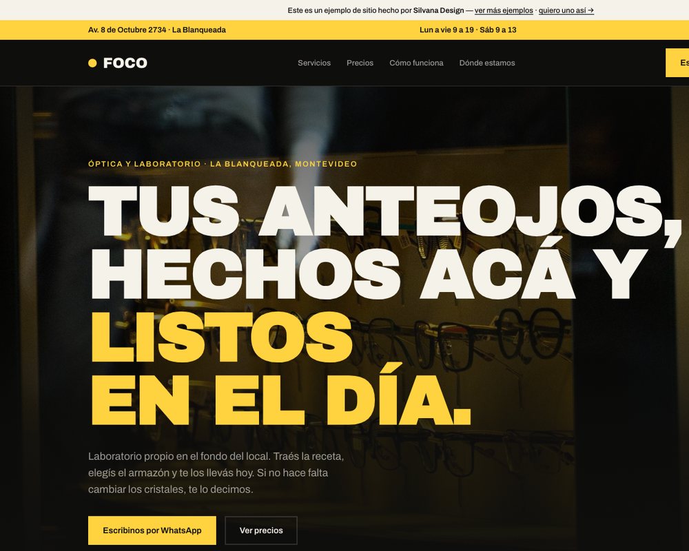 Foco, ejemplo de web para una óptica de barrio con laboratorio propio