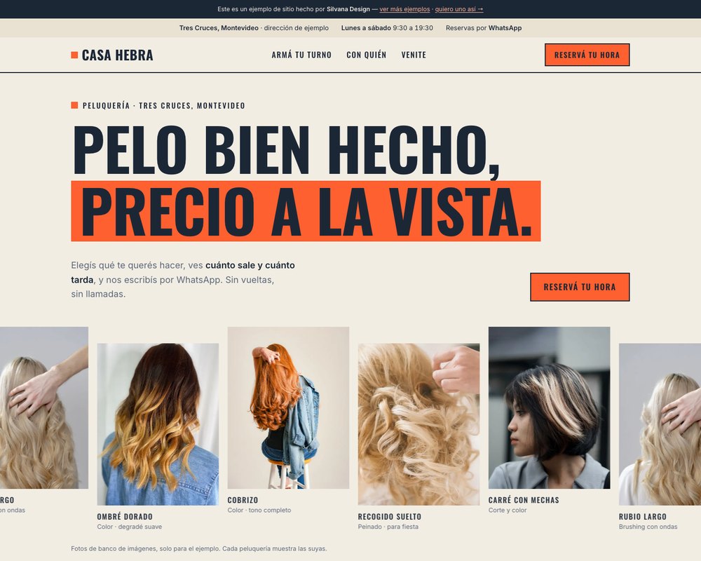 Casa Hebra, ejemplo de web para una peluquería de barrio