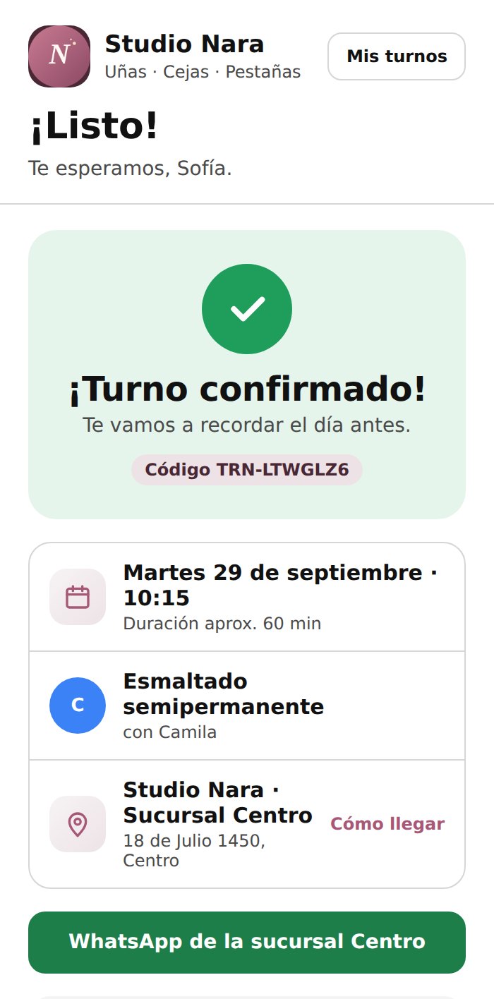 Pantalla de turno confirmado